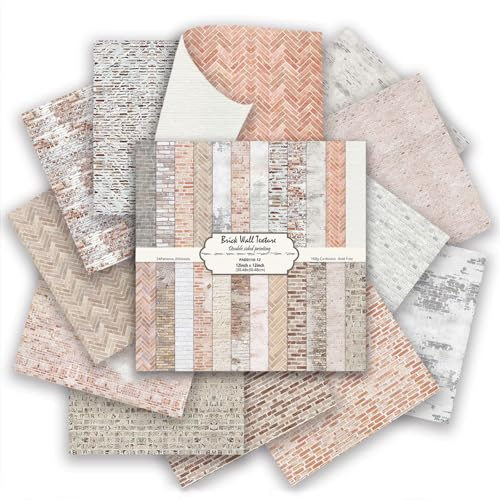 Scrapbook Papier 24 Blatt Doppelseitiges Muster Bastelpapier (Ziegel Wand)