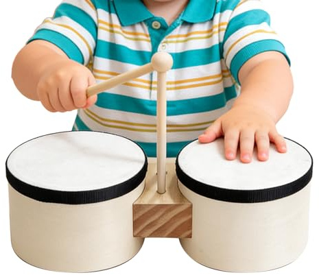 Tamburi Bongo per Bambini,Strumento a percussione realistico,Tamburo Giocattolo per Imparare la Musica | per Bambini e Bambine 2-4 Anni, Principianti, Musica in Soggiorno, Feste e Palco