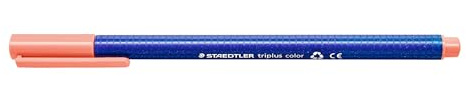Staedtler 323-222 323-221 Fasermaler Triplus Farbe Lachs Dreikantschaft im Kartonetui, auswaschbar, circa 1 mm, 10 Stück,