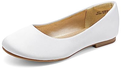 DREAM PAIRS Girls Dress Shoes Slip on Ballerina Flats for Wedding/Party,Size 3 Little Kid,White/Satin,MUY