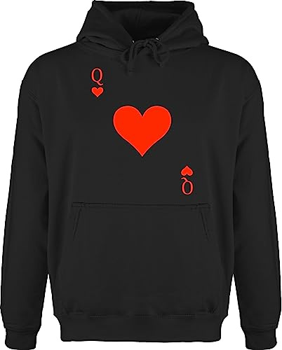 Shirtracer - Hoodie Herren Pullover Männer - & Fasching - Queen Kartenspiel Karneval I Spielkarte Dame Rot Herzdame