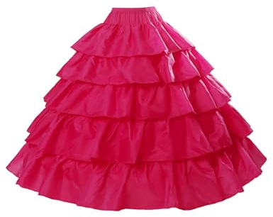 BEAUTELICATE Damen Reifrock Brautkleid Lang A-Linie Petticoat Rockabilly Barock Kleid Unterröcke Krinoline 4 Ringe mit Rüschen fur Hochzeit Karneval Halloween