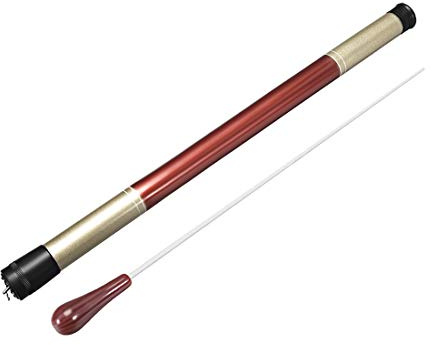 uxcell Music Conductor Baton 38cm/15inch Length Red Resin Handle Music Conducting Baton with Baton Case