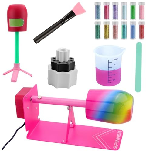 LFSUM Cup Turner for Crafts Tumbler Cup Spinner Machine Kit,Wood Cuptisserie Turner DIY Glitter Epoxy Tumblers with Silent UL Motor Safety Switch 2 Foams Accessories (Simple)