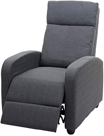 Mendler Fernsehsessel HWC-F76 Stoff/Textil - hellgrau | Relaxsessel, Sessel, Liegesessel, Liegefunktion, verstellbar