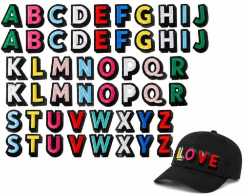 Metagio 52 Stück Aufbügeln Buchstaben Patches, Applikationen A-Z Für DIY | Kleidung Aufnäher Zum Aufbügeln Oder Annähen Patches zum Aufnähen Alphabet für Jacken, Mäntel, Hemden, Hüte, Taschen, Jeans