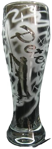 Weizenglas 0,5 l mit Gravur Angler Anlerlogo und Name personalisiert Glas Bierglas Weizenbierglas Weißbierglas individuell Geschenk Fischer Angeln Fischen