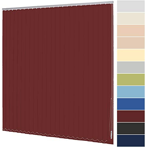 Lamellenvorhang nach Maß Vertikaljalousie 127 mm für Tür und Fenster viele Farben Maßanfertigung Jalousie Lamellen Rollo Wand- und Deckenmontage (Breite 40-60 cm x Höhe 40-60 cm, Weinrot)