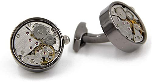 Personalisierte Manschettenknöpfe für Männer Krawattenklammern mit Box, Herren Manschettenknöpfe Vintage Uhrwerk Form Uhrwerk Manschettenknöpfe Silber Vintage Steampunk Manschettenknöpfe Geschenk