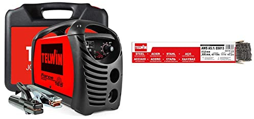 Telwin 07170085 Force 165 Saldatrice Inverter ad Elettrodo Completa di Accessori in Valigetta, 230V, Rosso & Telwin 802739 Elettrodi Rutili per Saldatura D. 2.5 mm 2.5 kg, 0.1 V, Grigio