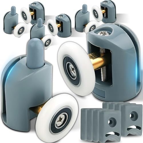 Retoo 8 Stück Duschtürrollen Ø 23mm Laufrollen für Schiebetüren, Rollen für Duschtüren, Duschkabine Rolle Durchmesser Laufrollen, Duschrollen, Ersatzrollen, Dusche Schiebetür, Türrollen für die Dusche
