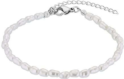 Heideman Armband Marta Damen - Aus hochwertigem Edelstahl silber farbend poliert Armkette für Frauen mit Perle weiss verstellbar edles Perlenarmband im Surferstyle