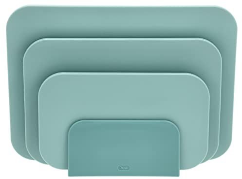 Rosti Choptima Schneidebrett Set mit Halter/Ständer, Küchenbrett, Brotschneidebrett & Servierbrett, 3er-Set, Hygienisch, Spülmaschinenfest, aus Kunststoff, Nordic Green