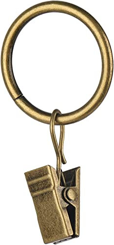 40 Stück 2.5 cm Gardinenringe für Gardinenstange, antiker Messing-Metall-Vorhangring mit Clips, dekorativer Vorhang, Innendurchmesser, Kleiderbügel für Badezimmer, Wohnzimmer und Gästezimmer