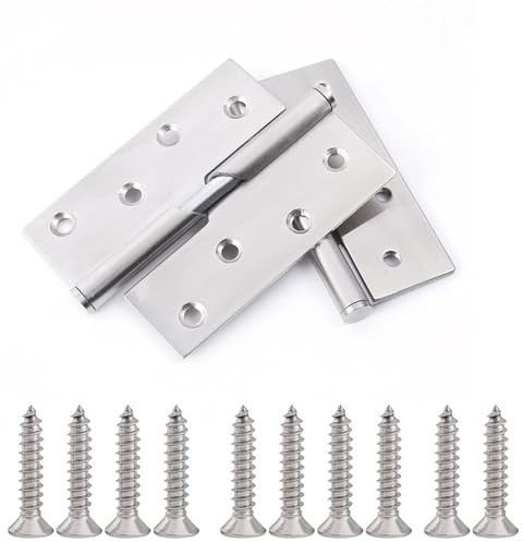 rflaueo 2pcs 3 Lift Off Door Hinges Rising Butt Left Handed Lift Off Door Hinge Stainless Steel for Internal External Doors(U20-2)