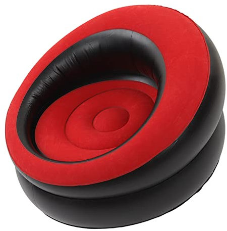 Topiky Aufblasbarer Stuhl, Air Sofa Outdoor Aufblasbarer Fauler Sofa Stuhl, Aufblasbare Couch Beflockung Einfaches Sofa für Wohnzimmer Schlafzimmer Lesezimmer Camping Büro Balkon Reisen (Rot)