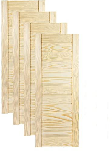 DecoMeister Lamellentüren Holz 4er Pack 294x766 mm | Holztür aus massiver Kiefer mit fühlbarer Struktur | Möbelfronten für individuelle Renovierung | Lamellentür für Schrank oder Garderobe | Natur