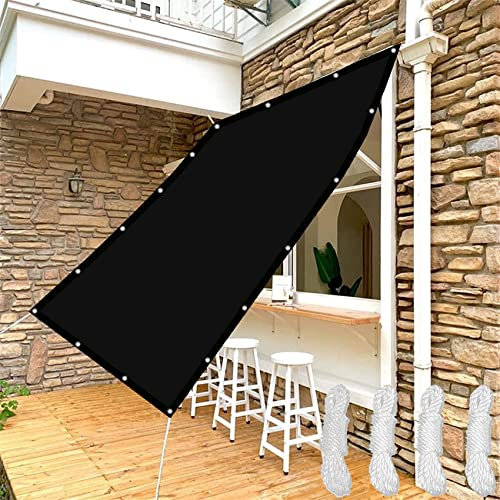 Tenda a Vela Rettangolare 1.2 x 5 m Acqua Resistente al Vento Vela Ombreggiante Impermeabile con Kit di Fissaggio e anelli per Esterno, Piscina, Nero