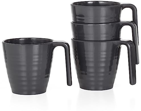 Vaisselle de camping en mélamine pour 4 personnes I Tasses Stone 4 pièces (convient pour rouge, bleu, gris, curry, vert)