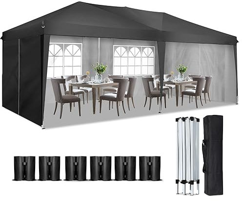SANHENG Pop Up Gazebo, 3x6m Gazebo with sides, Waterproof, UV-Resistant, Easy-Assembly ideal for Weddings, Parties, Picnics and Commercial Use (Grey)