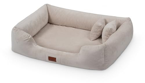 exclusive BED Orthopädisches Hundebett Candy Grosse Mittelgroße Kleine Hunde - Hundekissen Hundematte aus Plüsch - rutschfest Kuschelig Langlebig Abriebfest Reißfest (XXL+|130x100cm, Creme)