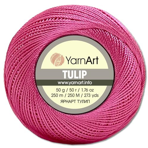 Frida's Wollhaus YarnArt 50 g Tulip Häkelgarn Filetgarn Mikrofaser glänzend seidig 49 Farben (419 | Magenta)