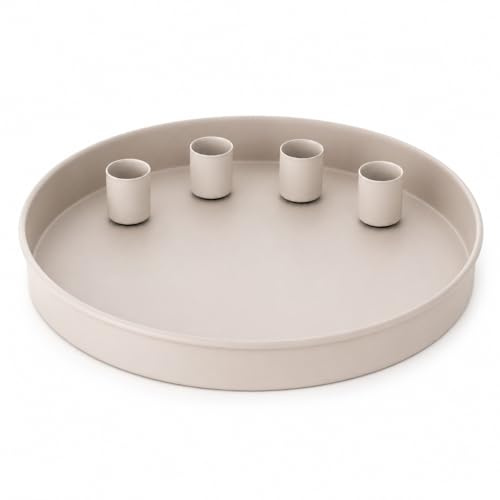 Kerzenleuchter Margo rund beige Ø 25 cm