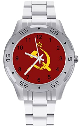 Orologio da uomo con bandiera russa sovietica martello e falce orologio da polso casual business orologio da polso analogico al quarzo orologio da vestito