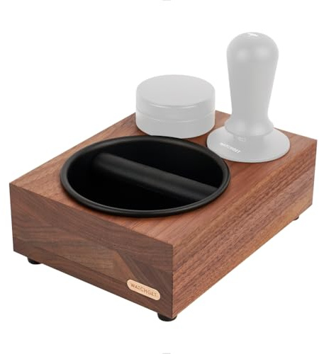 watchget Klopfbox aus Holz mit Tamperstation, Espresso-Tampingstation, Kaffee-Organizer-Box, passend für Aufbewahrung von 51/54/58 mm Tamper, Verteiler, Kaffee-Dump-Mülleimer, Holz, Espresso-Zubehör