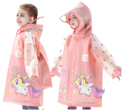 Impermeable para Niños Chaqueta Encapuchado Chubasquero Reutilizable Chubasqueros para Niños y Niñas Poncho Ligero Traje Capa de Lluvia