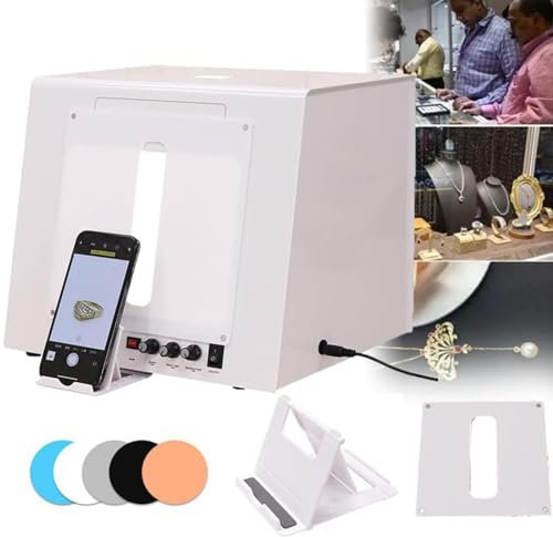 Electric Turntable Gold and Silver Jewelry Photo Light Box,20/30cm Photo Studio Photography Light Box,for Jewelry, Small Items, Brightness Adjustable,20cm