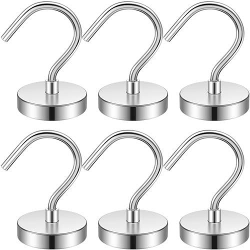 FINDMAG 6Pack Metal Magnetic Hooks, 40lbs+ Heavy Duty Magnets with Hooks for Cruise Ship Walls,Magnetic Kooks Heavy Duty for Cruise Cabins,Hanging,Grill,Tool,Kitchen