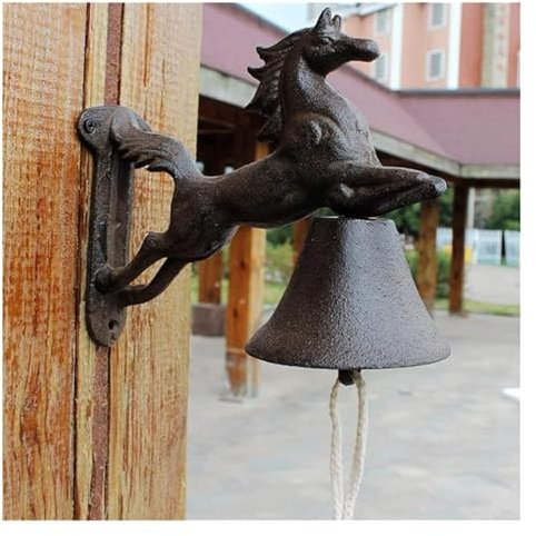 yinjieEUR Türglocke Gusseisen,Türklingel, Traditionelle Retro-3D-Pferd-Türklingel aus Gusseisen for das Schulcafé im Innenhof der Villa