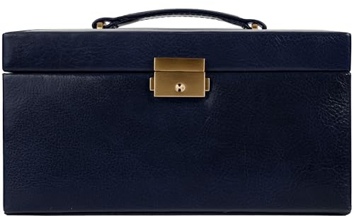 Time Resistance Leder Schmuckkästchen - Schmuckaufbewahrung - Schmuck Verstauen - Schmuckkasten mit Spiegel - Schmuck Organizer mit Vielen Fächern - Jewelry Box
