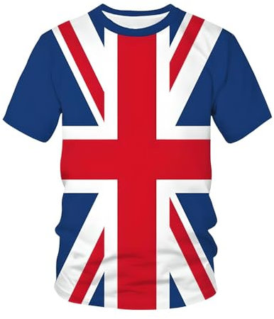 YuanDiann Maglietta sportiva della Coppa di Calcio Europea 2024 Sport Casual Stampa Bandiera Nazionale Girocollo Manica Corta Uomo Donna Bambini Asciugatura Rapida Traspirante Fan Shirt, Inghilterra.,