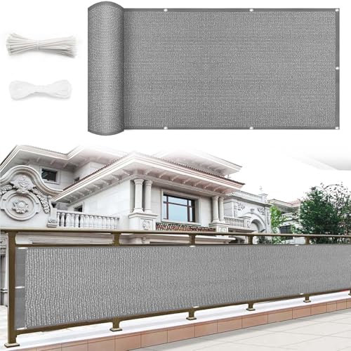 Balkon Sichtschutz Balkonverkleidung 65 x 600 cm Witterungsbeständig Sichtschutz Balkonumspannung Balkonverkleidung mit Kabelbinder für Balkon Terrasse, Grau