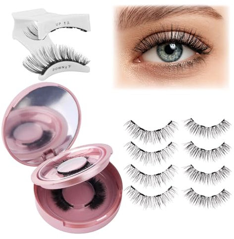 Fadlash Faux Cils Magnetique 3D Cils Magnetique Réutilisables 2 Paires Kit Faux Cils Magnetic Double Étanches Pas Besoin De Colle Avec Applicateur 24P+KS01