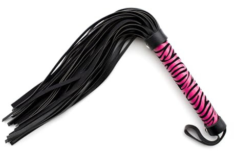 Tplkxurib Zwei Farben Handhaben Peitsche Flirt Peitsche Leder Paddel Erotik Flogger Gerte Reitgerte Bondage Klassische Spanking Sex Spielen SM Rolle Spielen BDSM Kit für Paare Rollenspiel,Rosa,L