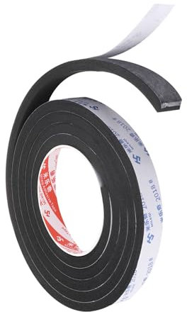 PATIKIL Nastro in Schiuma Sigillante da 2m/6.6ft, Larghezza 2.5cm Spessore 10mm Nastro Sigillante Monofacciale per Isolamento Finestre e Porte, Nero