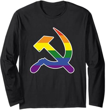 Bandiera arcobaleno comunista gay comunista LGBT martello e falce Maglia a Manica