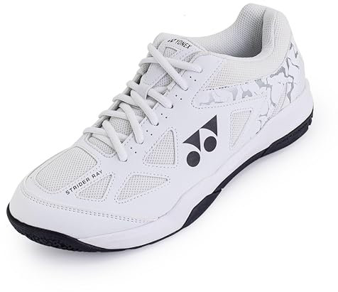 YONEX Strider Ray Kinder- & Erwachsenengrößen Badmintonschuhe mit Power Cushion Dämpfung, schmale Passform Weiß/Schwarz (Weiß/Schwarz, EU Schuhgrößensystem, Jugendliche, Numerisch, Schmal, 41)