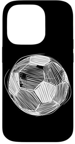 Coque pour iPhone 14 Pro Ballon de football Dessin au trait Football Pitch