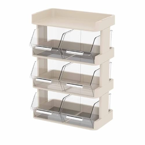 Caja de almacenamiento para bolsas de té para oficina, bar, escritorio, estante multicapa para bolsas de té, cápsulas de café y bolsa de té vertical crema (4 capas)