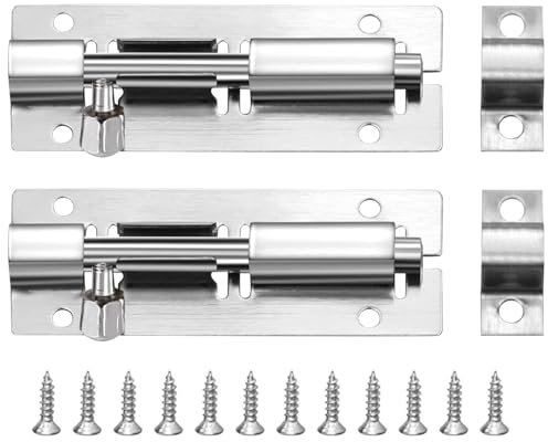 WOLMIK 2PCS Door Lock Bolt 3(75mm), Stainless Steel Door Latch Slide Bolts Lock with Screws for Bathroom, Bedroom, Shed, Garden, Toilet, Easy Fit