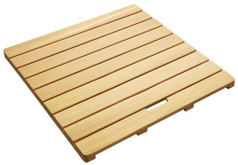 Bambus-Badematte mit rutschfesten Füßen, wasserdichte Duschmatte für Badezimmer, Boden, quadratisch, rechteckig, Holzmatte mit Griffen (120 x 70 cm)