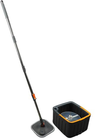 Spin Mop y Bucket Set, Juego de Cubos de Trapeadores Giratorios de 360 ​​° con Compartimento de Agua Limpia y Sucia Separada, con 6 Paños de Microfibra, Manija Ajustable para el