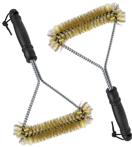2 pezzi da 12 pollici Spazzola Per la Pulizia del Barbecue, spazzola barbecue con Isolamento Termico manico setole in ottone per la Pulizia Della Griglia Barbecue Carbone
