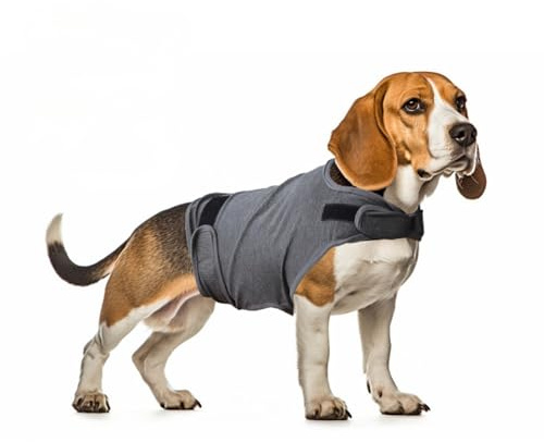 Hund ångestlindrande lugnande väst åska skjorta för husdjur stressavlastning bekväm passform justerbar hundkläder för små medelstora hundar (grå, XL)