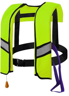 Générique Gilet de Sauvetage Gonflable Automatique: 150N Veste Flottante Légère avec Sifflet pour Kayak Bateau Natation Adultes Enfants Jusqu’à 150kg(BB)
