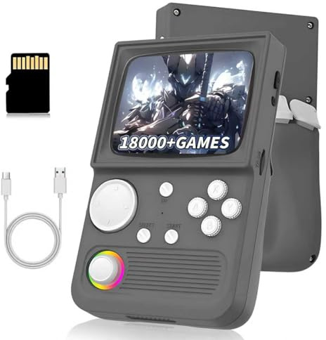 R36T Retro Handheld Gaming Console 18000+ Games 27 Emulators,3.5'' IPS OCA Screen CRT-Inspired Retro Gaming Console,2.4G WiFi instant multiplayer Portable Video Game Consoles,4000mAh (Gray 64G)